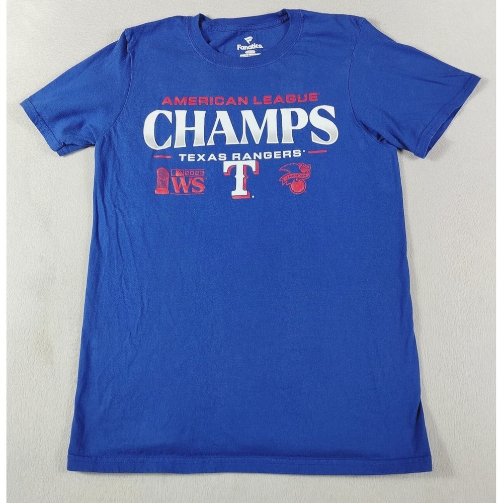 Fanatics Texas‎ Rangers Shirt Mens Small Blue MLB Baseball 2023 AL Champs Tee